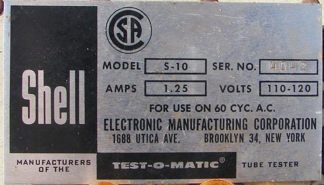 Shell S-10 tube tester