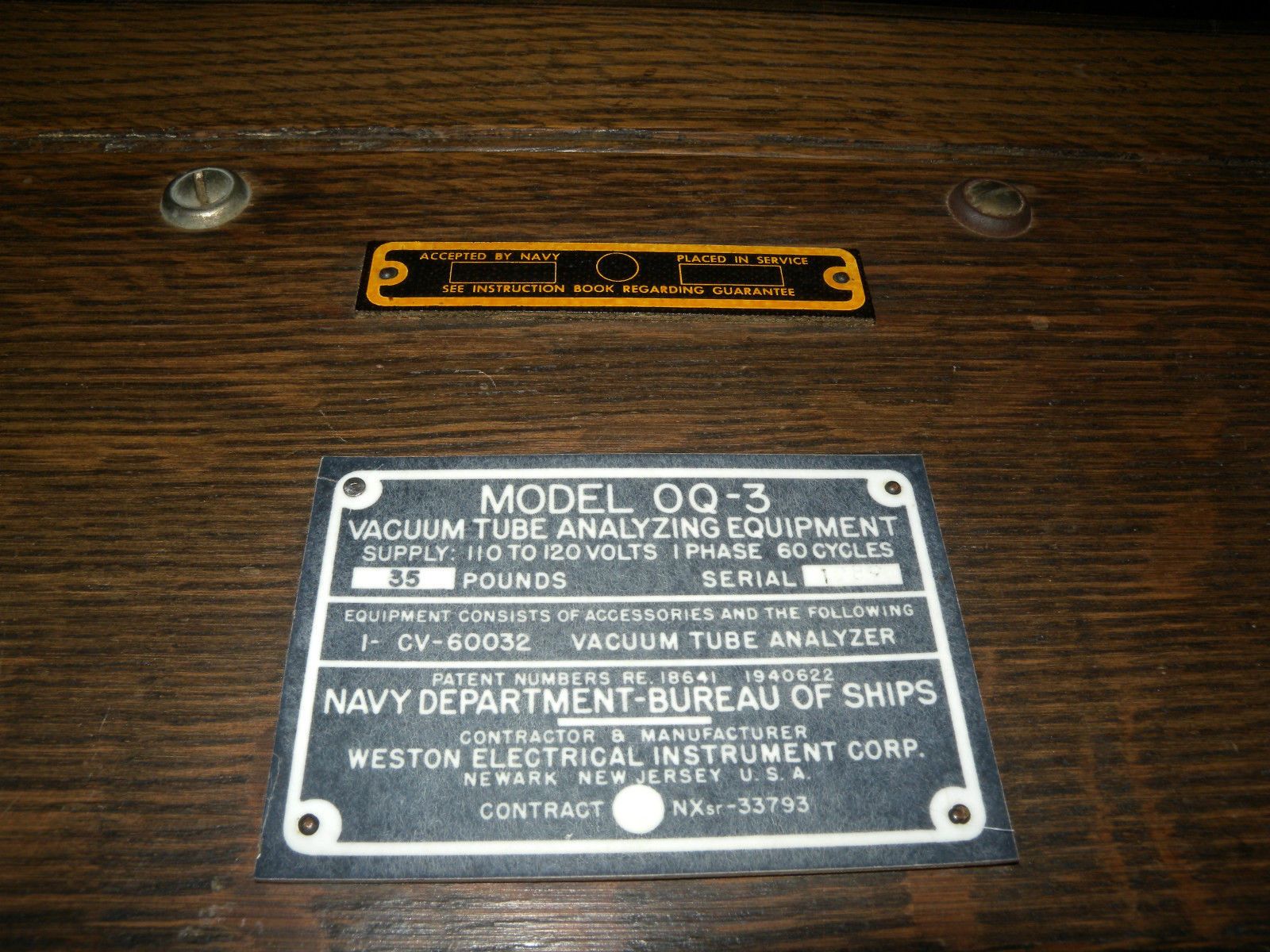 Weston 788 OQ-3 tube tester