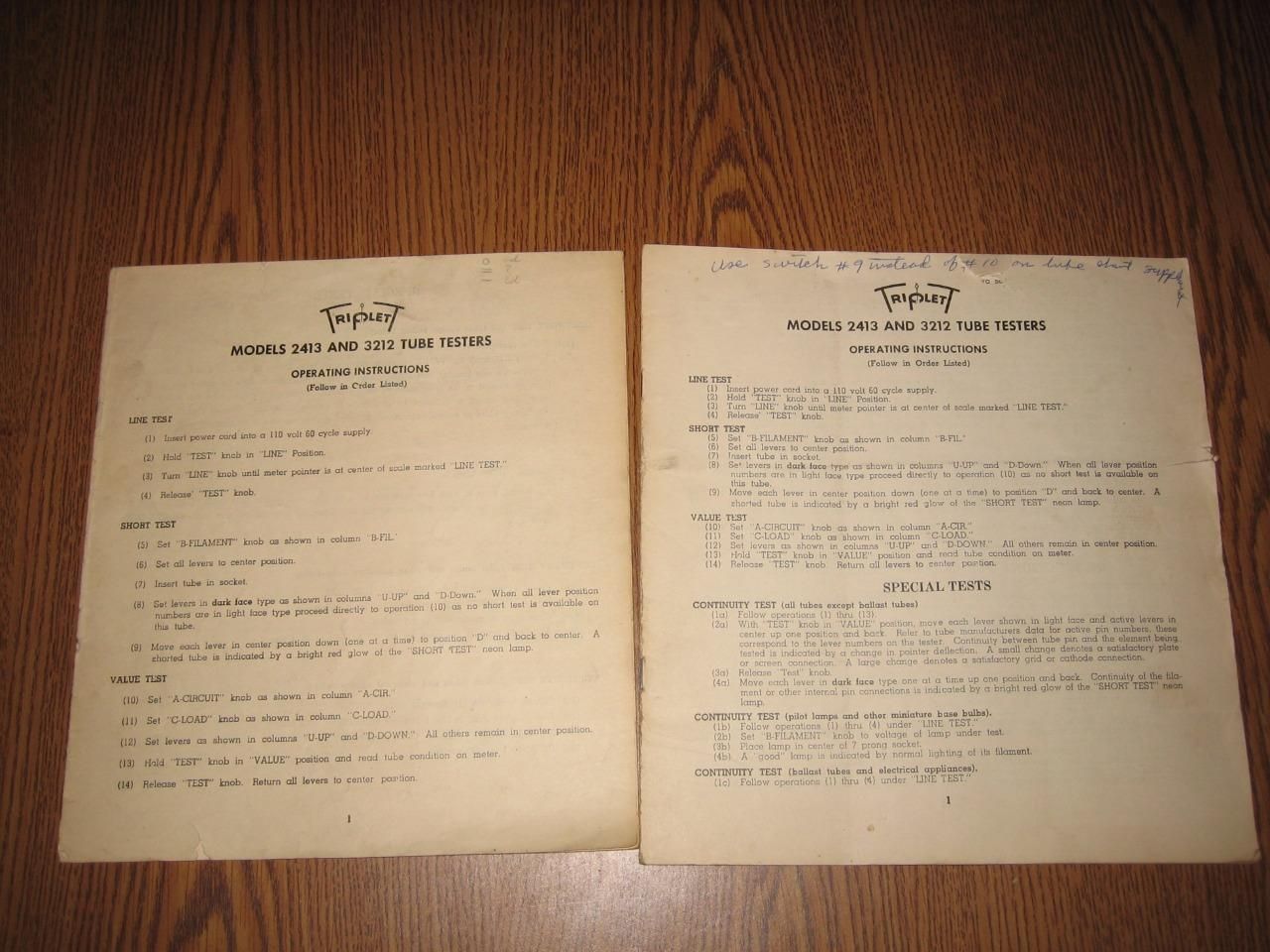 Triplet 2414 tube tester