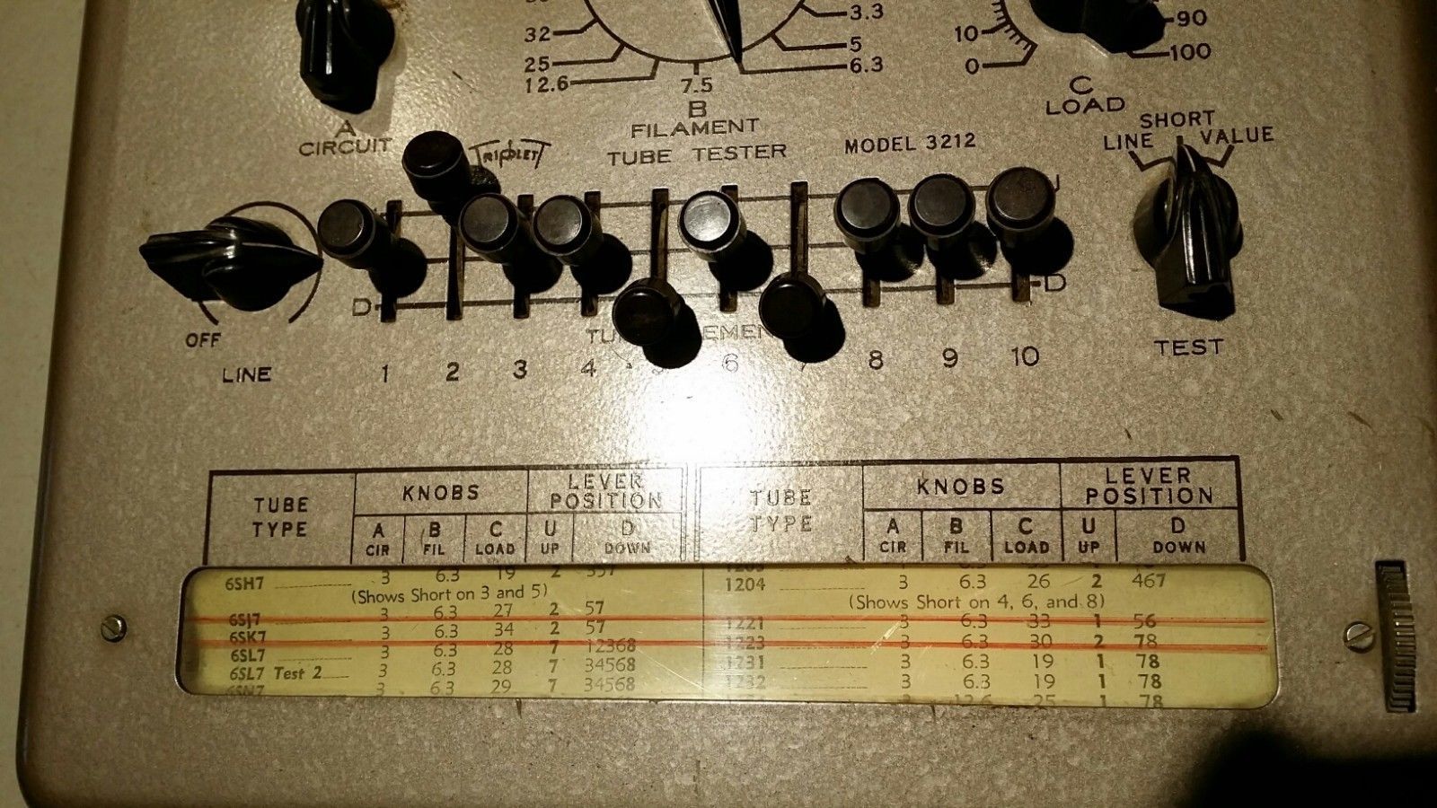 Triplet 3212 tube tester